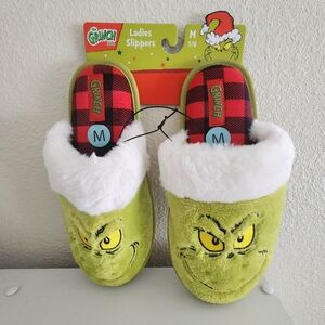 Dr. Seuss Grinch Size M 7/8 Green Christmas Slippers - Grinch